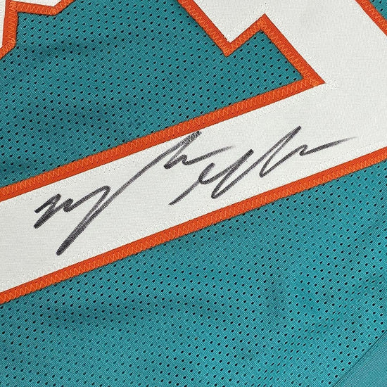 Framed Autographed/Signed Myles Gaskin 33x42 Miami Teal Football Jersey JSA COA
