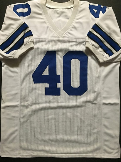 Autographed/Signed Bill Bates"3x SB Champ" Dallas Cowboys White Football Jersey JSA COA