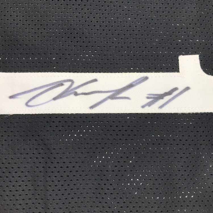 Framed Autographed/Signed D'Angelo Russell 33x42 Brooklyn Black Basketball Jersey JSA COA