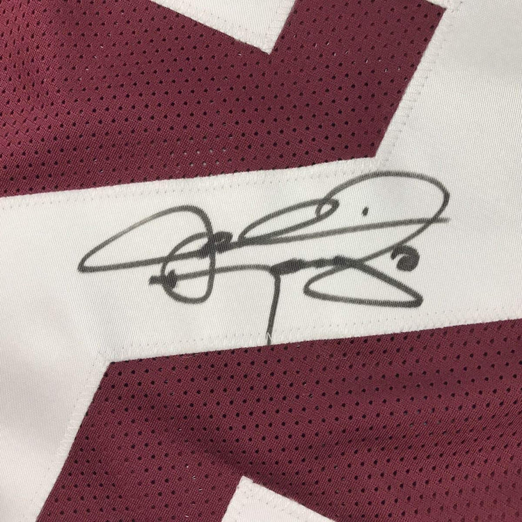 Framed Autographed/Signed Johnny Manziel 33x42 Texas A&M Maroon College Football Jersey PSA/DNA COA
