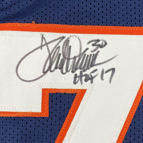Autographed/Signed Terrell Davis HOF 17 Denver Blue Football Jersey JSA COA