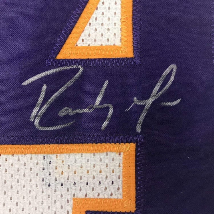 Framed Autographed/Signed Randy Moss 33x42 Minnesota White Football Jersey JSA COA