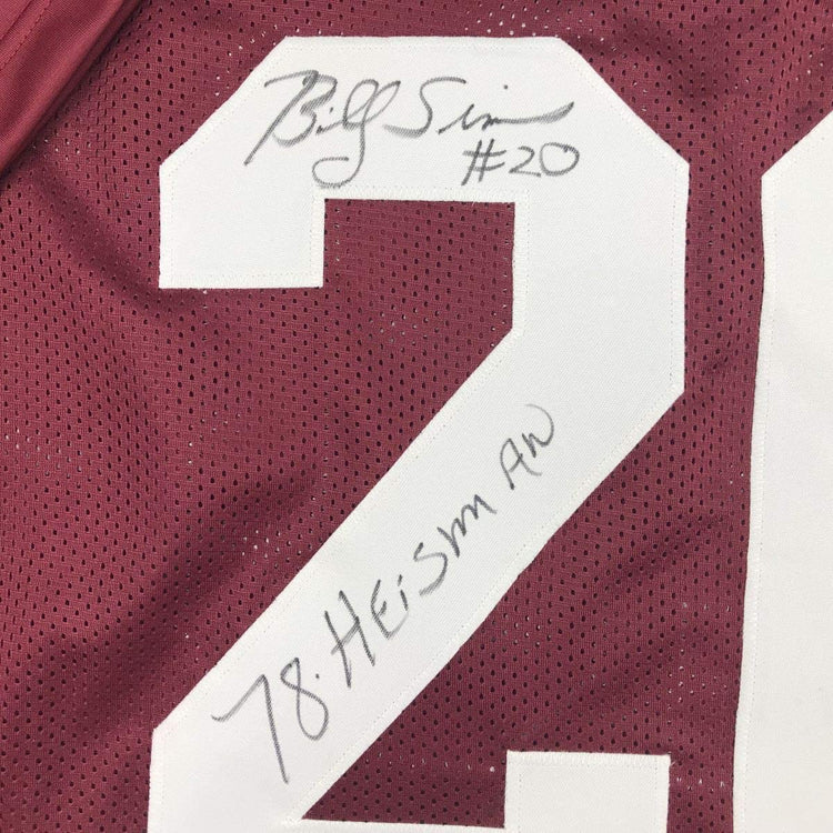 Autographed/Signed Billy Sims 78 Heisman Oklahoma Maroon College Football Jersey JSA COA