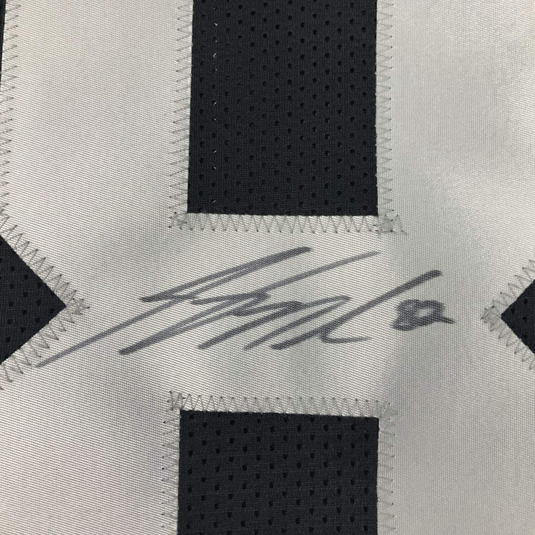Framed Autographed/Signed Jordy Nelson 33x42 Oakland Black Football Jersey JSA COA