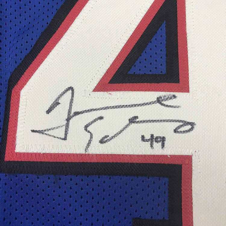 Framed Autographed/Signed Tremaine Edmunds 33x42 Buffalo Blue Football Jersey JSA COA