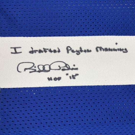 Framed Autographed/Signed Bill Polian HOF 15 33x42 Indianapolis Blue Football Jersey JSA COA