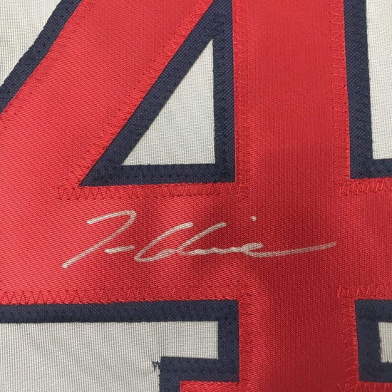 Framed Autographed/Signed Tom Glavine 33x42 Atlanta Grey Baseball Jersey JSA COA