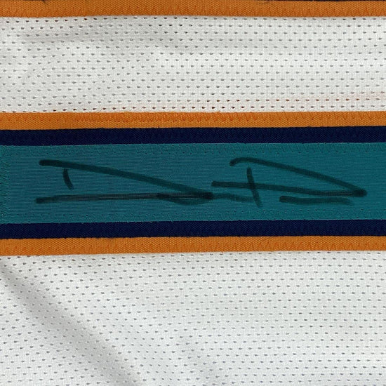 Framed Autographed/Signed Devante Parker 33x42 Miami White Football Jersey JSA COA