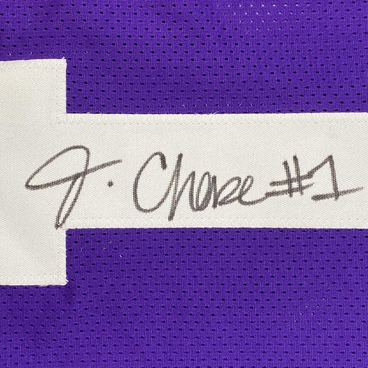 Framed Autographed/Signed Ja'Marr Chase 33x42 LSU Purple College Football Jersey Beckett BAS COA