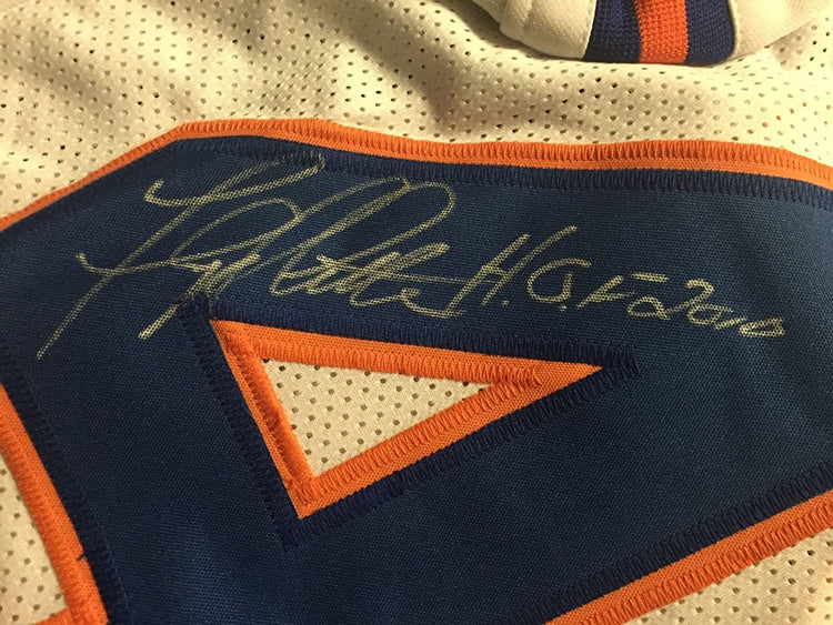 Autographed/Signed Floyd Little"HOF 10" Denver Broncos White Stat Football Jersey JSA COA