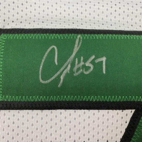 Framed Autographed/Signed CJ C.J. Mosley 33x42 New York White Football Jersey JSA COA