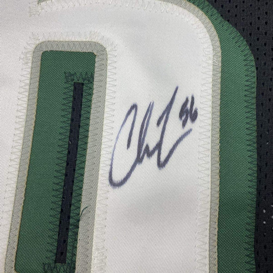 Framed Autographed/Signed Chris Long 33x42 Philadelphia Black Football Jersey JSA COA
