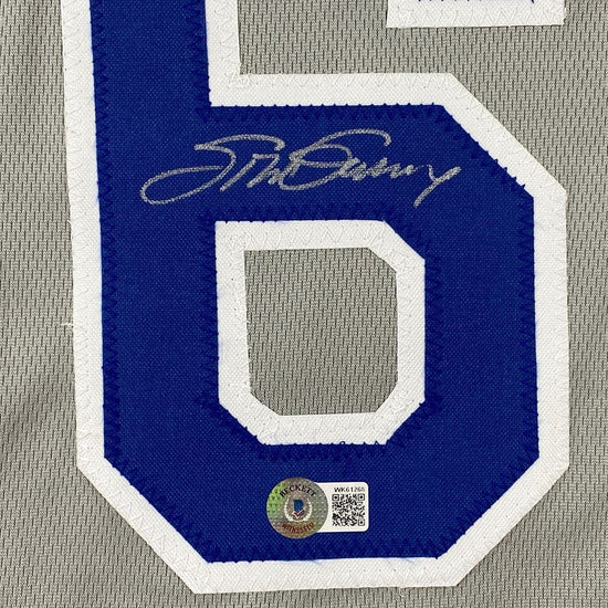 Autographed/Signed Steve Garvey Los Angeles LA Grey Baseball Jersey Beckett BAS COA