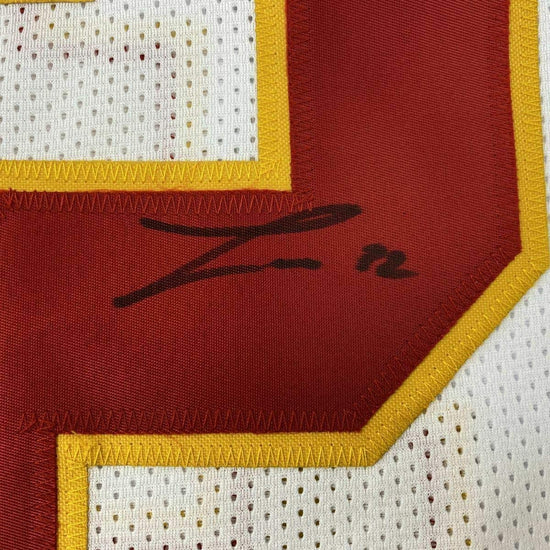 Framed Autographed/Signed Tyrann Mathieu 33x42 Kansas City White Football Jersey JSA COA