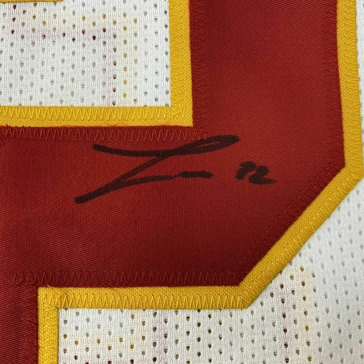 Framed Autographed/Signed Tyrann Mathieu 33x42 Kansas City White Football Jersey JSA COA