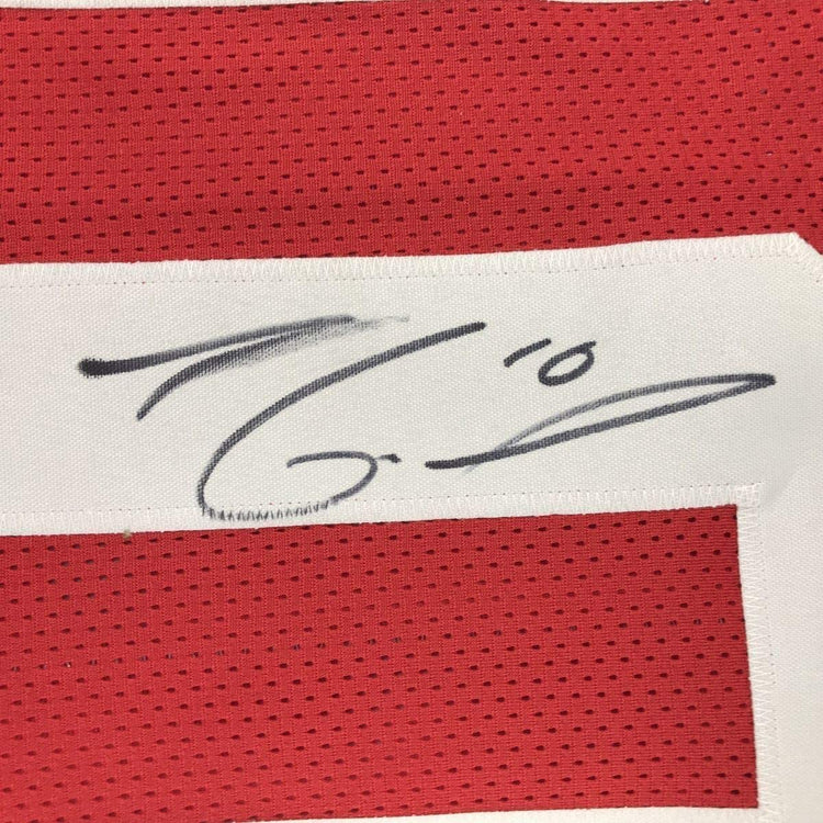 Framed Autographed/Signed Jimmy Garoppolo 33x42 San Francisco Red Football Jersey Beckett BAS COA