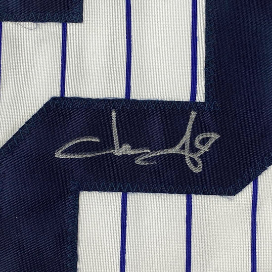 Framed Autographed/Signed Jason Giambi 33x42 New York Pinstripe Baseball Jersey PSA/DNA COA