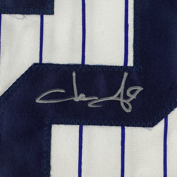 Framed Autographed/Signed Jason Giambi 33x42 New York Pinstripe Baseball Jersey PSA/DNA COA