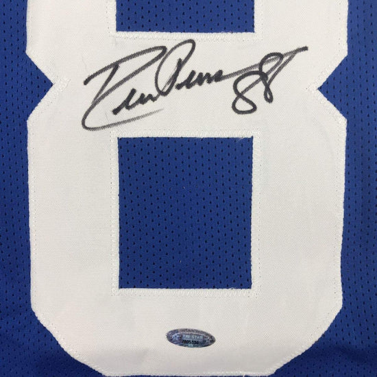 Framed Autographed/Signed Drew Pearson 33x42 Dallas Blue Football Jersey Tristar COA Holo Only
