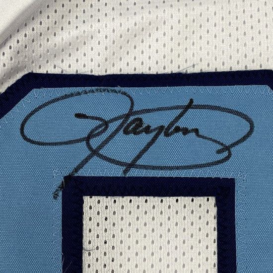 Framed Autographed/Signed Lawrence Taylor 33x42 North Carolina UNC White College Football Jersey JSA COA