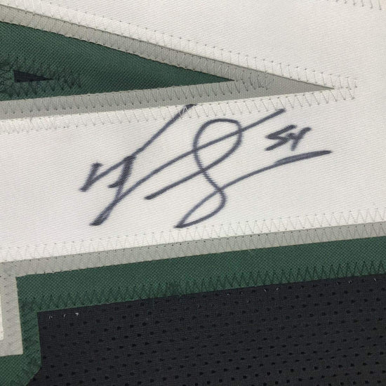 Framed Autographed/Signed Jeremiah Trotter 33x42 Philadelphia Black Football Jersey JSA COA