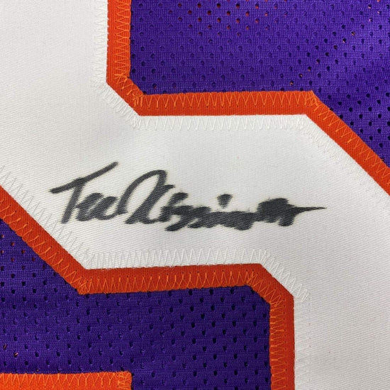 Framed Autographed/Signed Tee Higgins 33x42 Clemson Purple College Football Jersey JSA COA