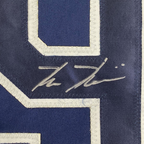 Framed Autographed/Signed Kevin Kiermaier 33x42 Tampa Bay Dark Blue Baseball Jersey PSA/DNA COA