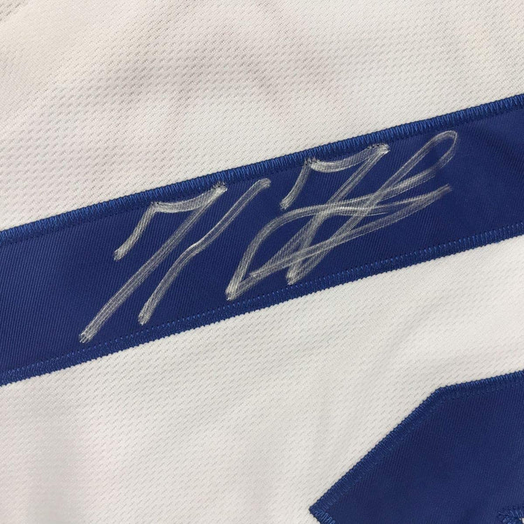 Autographed/Signed Kenley Jansen Los Angeles LA White Baseball Jersey PSA/DNA COA