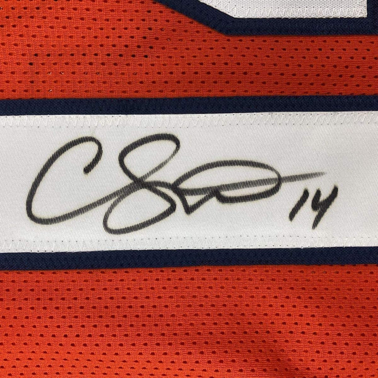 Framed Autographed/Signed Courtland Sutton 33x42 Denver Orange Football Jersey PSA/DNA COA
