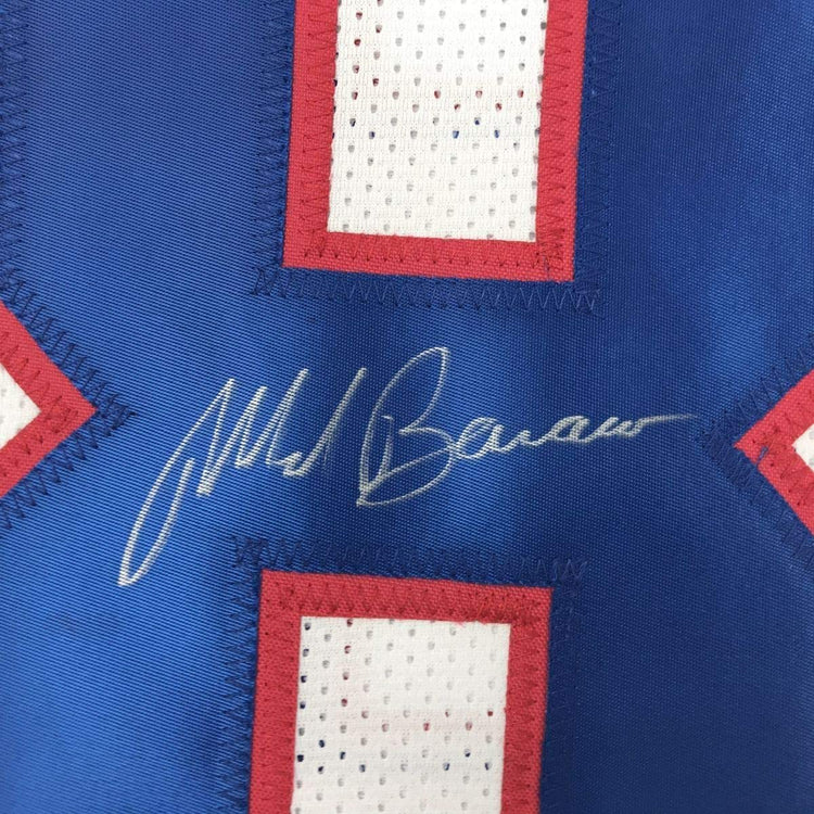 Framed Autographed/Signed Mark Bavaro 33x42 New York White Football Jersey PSA/DNA COA