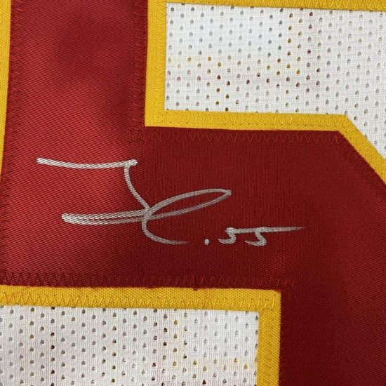 Framed Autographed/Signed Frank Clark 33x42 Kansas City White Football Jersey PSA/DNA COA