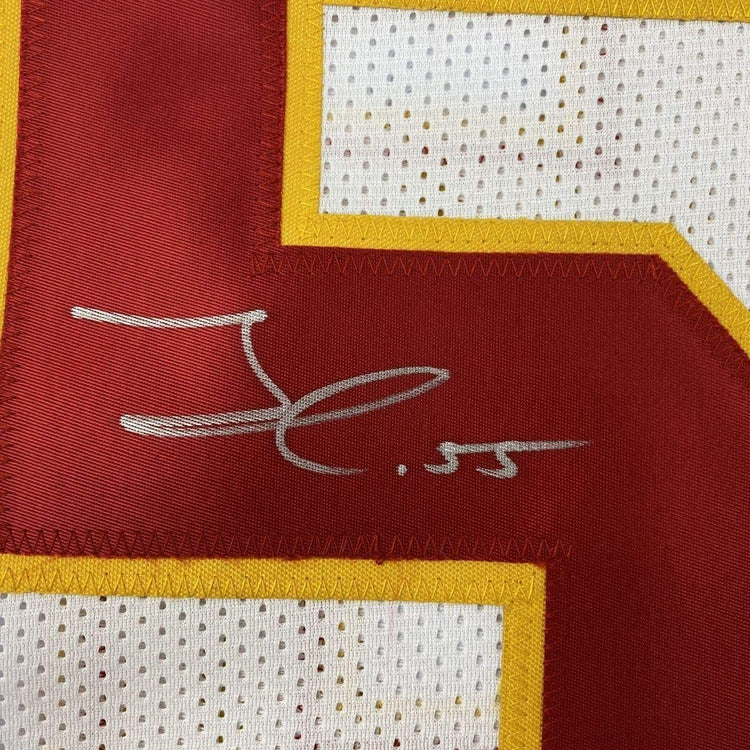 Framed Autographed/Signed Frank Clark 33x42 Kansas City White Football Jersey PSA/DNA COA
