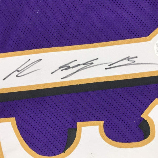 Framed Autographed/Signed John Brown 33x42 Baltimore Purple Football Jersey JSA COA