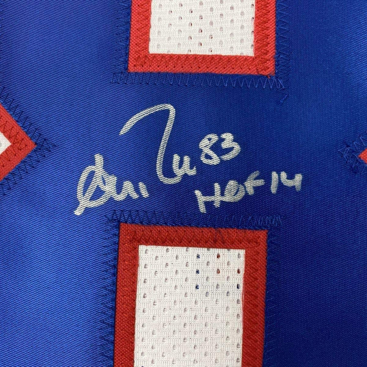 Framed Autographed/Signed Andre Reed HOF 14 33x42 Buffalo White Football Jersey PSA/DNA COA