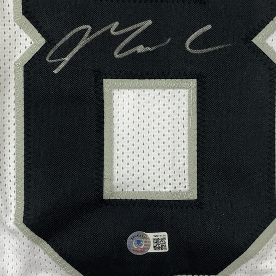 Autographed/Signed Maxx Crosby Las Vegas Oakland White Football Jersey Beckett BAS COA