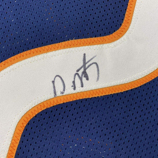 Framed Autographed/Signed David Montgomery 33x42 Chicago Blue Football Jersey JSA COA