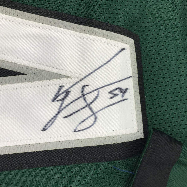 Framed Autographed/Signed Jeremiah Trotter 33x42 Philadelphia Green Football Jersey JSA COA