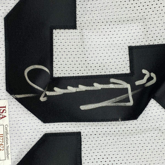 Framed Autographed/Signed Merril Hoge 33x42 Pittsburgh White Football Jersey JSA COA
