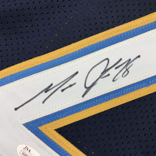 Framed Autographed/Signed Melvin Gordon 33x42 Los Angeles LA Dark Blue Football Jersey JSA COA
