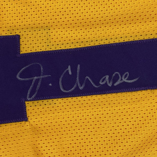 Autographed/Signed Ja'Marr Chase LSU Yellow College Football Jersey JSA COA
