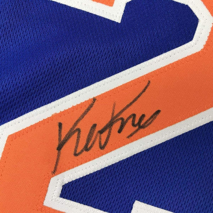 Framed Autographed/Signed Kevin Knox 33x42 New York Blue Basketball Jersey JSA COA