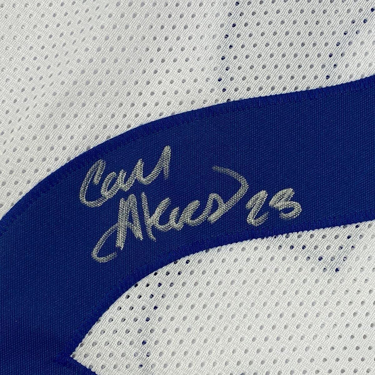 Framed Autographed/Signed Cam Akers 33x42 Los Angeles LA White Football Jersey JSA COA