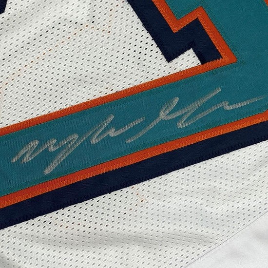 Framed Autographed/Signed Myles Gaskin 33x42 Miami White Football Jersey JSA COA