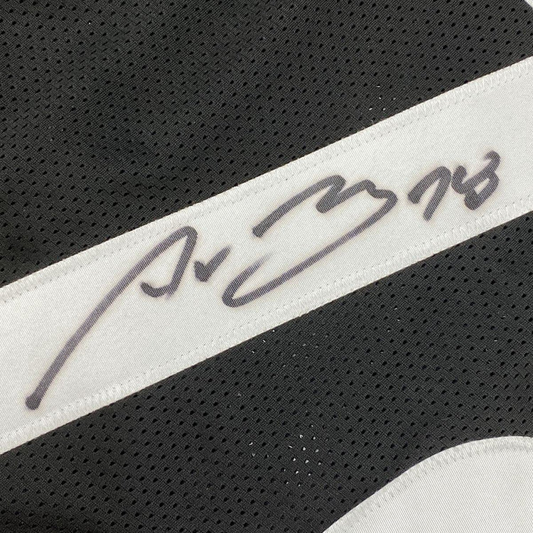 Framed Autographed/Signed Alejandro Villanueva 33x42 Pittsburgh Black Football Jersey JSA COA