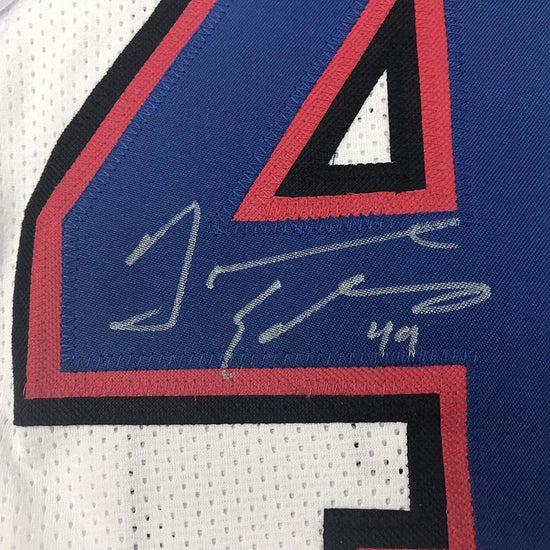Framed Autographed/Signed Tremaine Edmunds 33x42 Buffalo White Football Jersey JSA COA