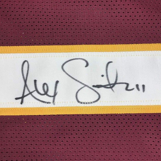 Framed Autographed/Signed Alex Smith 33x42 Washington Burgundy Football Jersey JSA COA