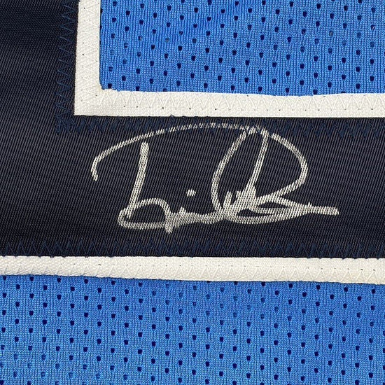 Framed Autographed/Signed Derrick Henry 33x42 Tennessee Titans Light Blue Football Jersey Beckett BAS COA