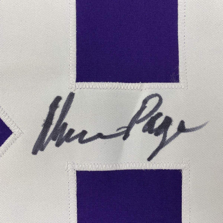 Autographed/Signed Alan Page Minnesota Purple Football Jersey JSA COA