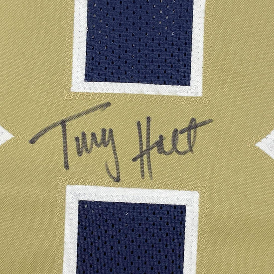 Framed Autographed/Signed Torry Holt 33x42 St. Louis Dark Blue Football Jersey Beckett BAS COA