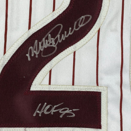 Framed Autographed/Signed Mike Schmidt HOF 95 33x42 Philadelphia Pinstripe Baseball Jersey JSA COA